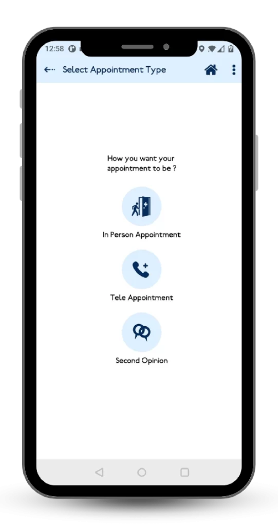 Step1 select appointment | callcare24 app