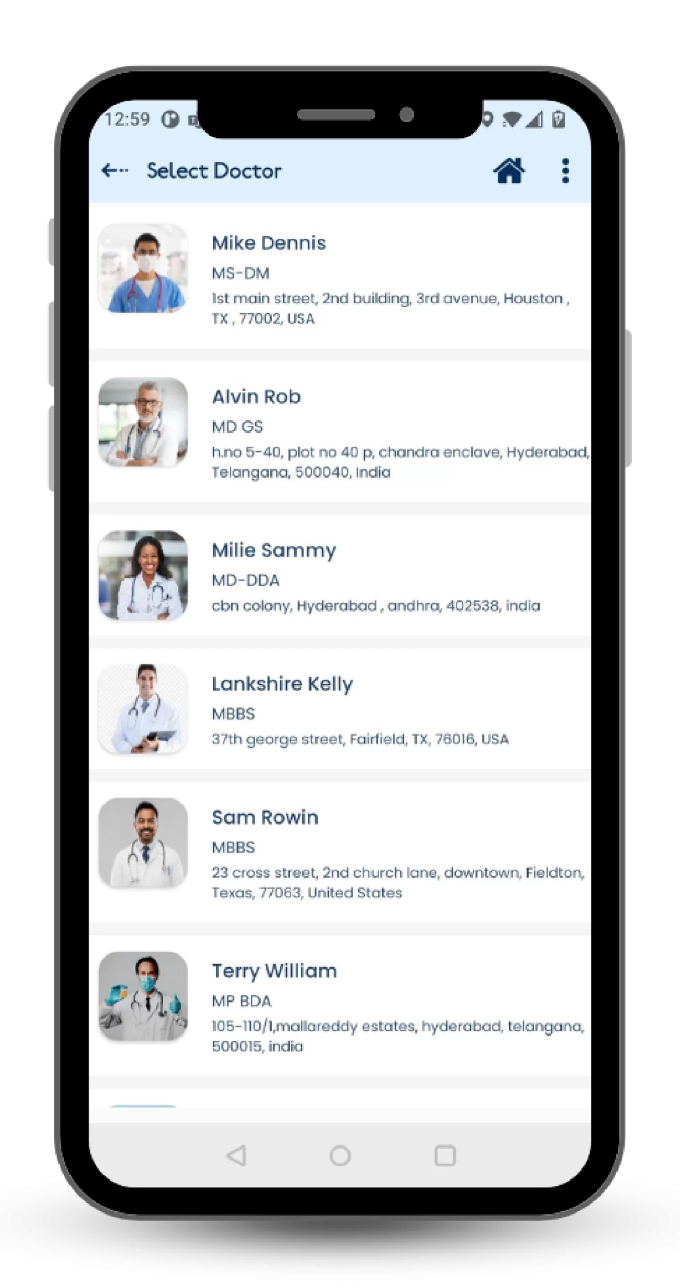 Step2 select doctor | callcare24 app