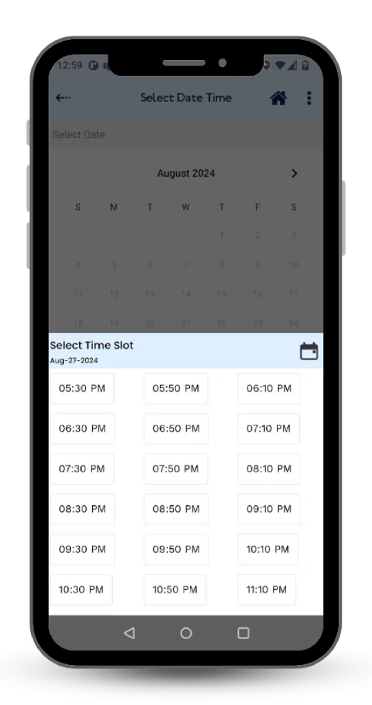 Step4 select timeslot | callcare24 app